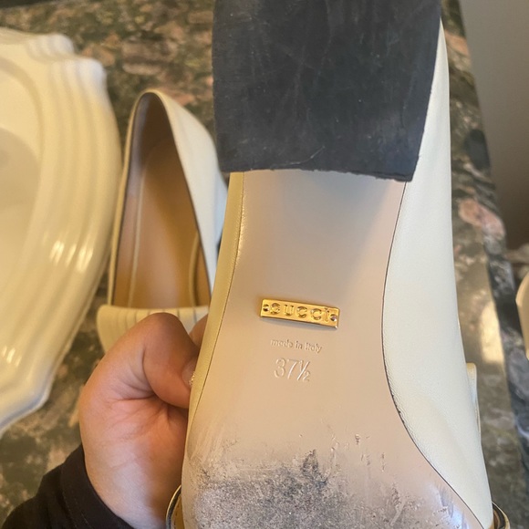 Leather mid-heel pump ivory 7.5 - Picture 7 of 9